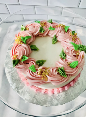 Pretty in Pink Rosette Wreath Cake